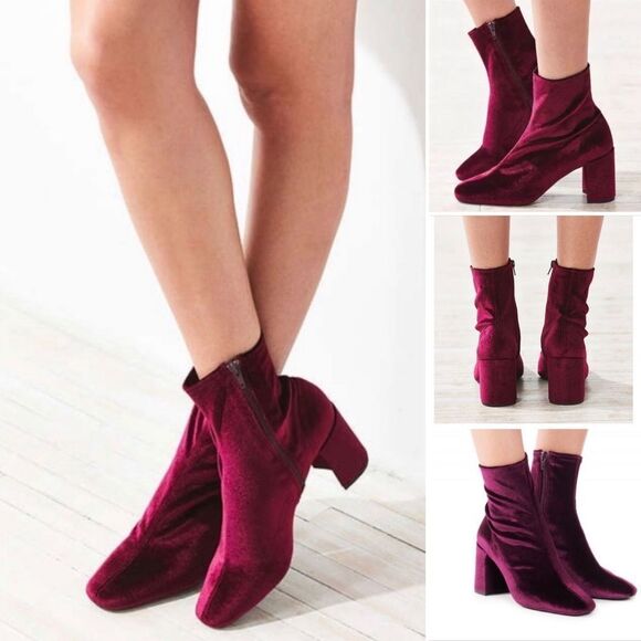 Jeffrey Campbell Shoes - Jeffrey Campbell Cienega Lo Wine Velvet Bootie Sz 10
